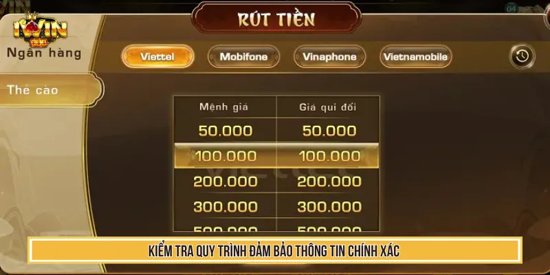 Hoàn tất rút tiền IWIN khi đã kiểm tra mọi dữ liệu